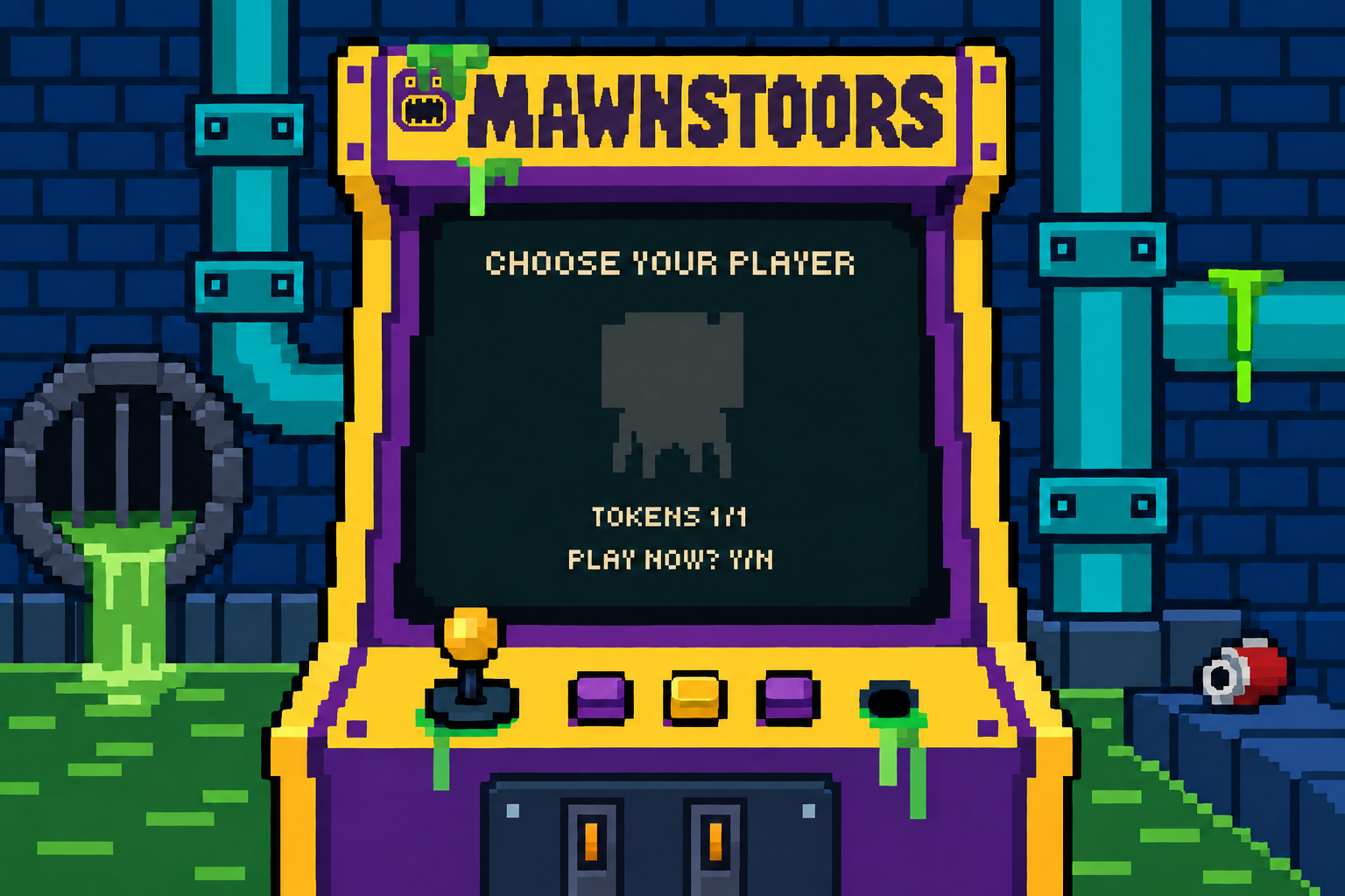 The Mawnstoors arcade machine in The MawnBawg